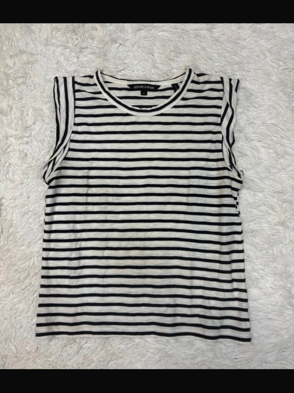 Veronica Beard Black & White Striped Sleeveless Tank